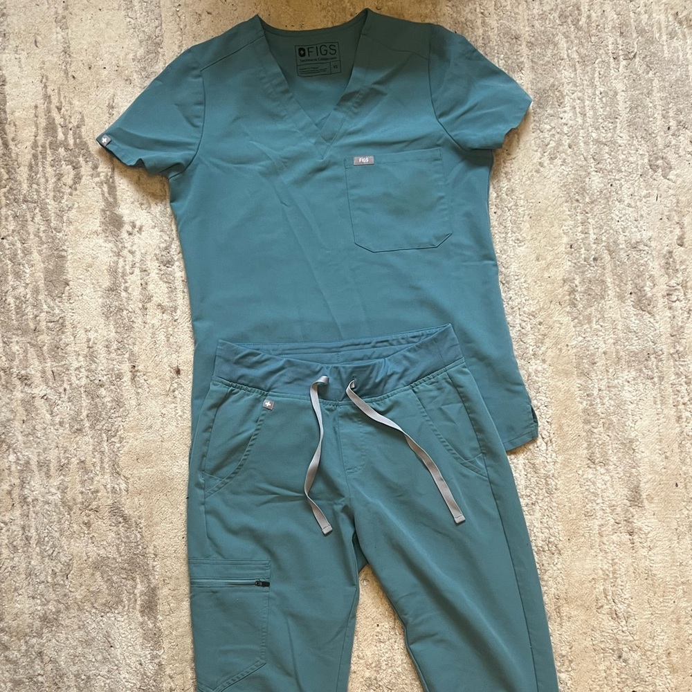 Figs Scrubs - top and bottom - color: Hydrogreen (from 2019) both are XS